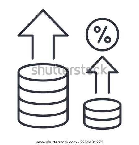 Inflation vector icon. Editable stroke. An increase in the level of prices for goods and services in the economy. Change in financial bank interest rates. Decreased purchasing power of money Foto stock © 