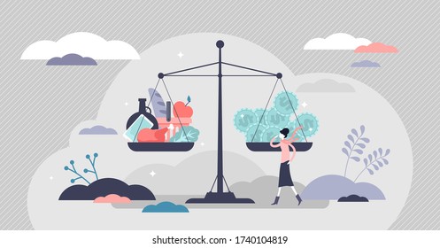 Inflation vector illustration. Economical money worth loss flat tiny persons concept. Abstract financial situation reflection with scales. Goods and services costs more value. Unstable market weights.