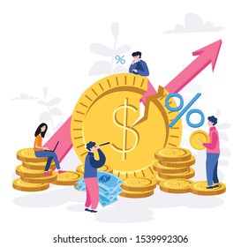 Inflation,  Vector illustration.for web banner, infographics, mobile website. Landing page template.  Finance market risk crisis