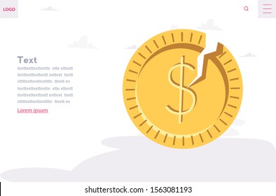 Inflation,  Vector illustration.for web banner, infographics, mobile website. Landing page template.  Finance market risk crisis, Management failed to achieve profit.