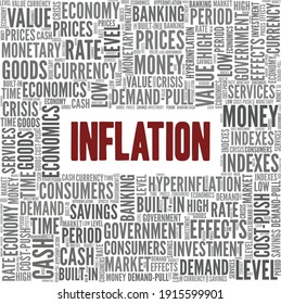 Ilustración vectorial de la inflación nube de palabras aislada en un fondo blanco.