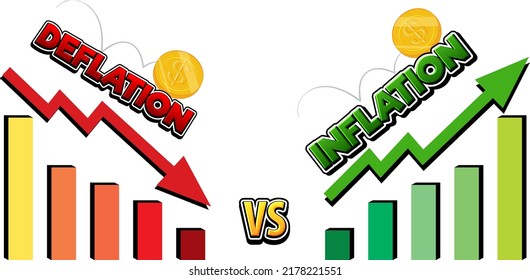 Inflation vs deflation with arrow going up and down illustration