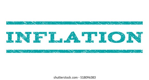 Inflation watermark stamp. Text caption between horizontal parallel lines with grunge design style. Rubber seal stamp with dust texture. Vector cyan color ink imprint on a white background.