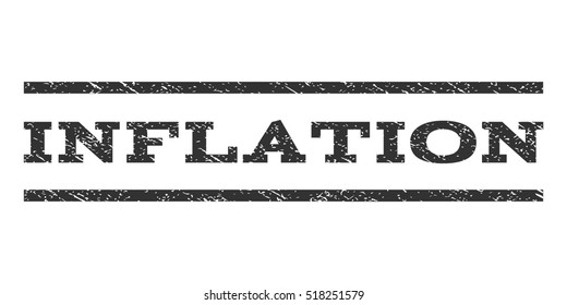 Inflation watermark stamp. Text caption between horizontal parallel lines with grunge design style. Rubber seal stamp with unclean texture. Vector gray color ink imprint on a white background.