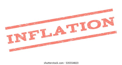 Inflation watermark stamp. Text caption between parallel lines with grunge design style. Rubber seal stamp with unclean texture. Vector salmon color ink imprint on a white background.