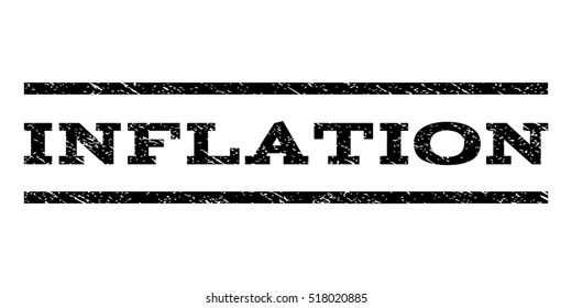 Inflation watermark stamp. Text tag between horizontal parallel lines with grunge design style. Rubber seal stamp with dirty texture. Vector black color ink imprint on a white background.