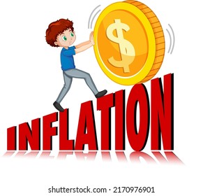 Inflation word 3D logo design illustration
