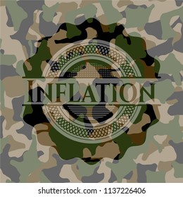 Inflation written on a camo texture