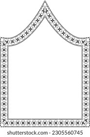 Inflexed Arch rectangular frame architectural window door ornate flower frame floral leaf borders natural blossom decoration wedding card anniversary celebration beautiful arabesque motif pattern