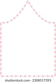 Inflexed Arch rectangular frame Heart frame architectural window door ornate flower frame floral borders decoration cute pink pastel wedding card anniversary celebration beautiful arabesque pattern