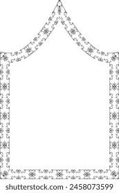 Inflexed Arch Vertical Frame architectural arche window door Vintage frame Flower wreath leaf vector floral border picture frames Branch laurel botanical silhouette black elements decoration