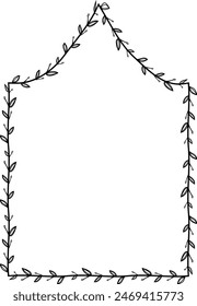 Inflexed Arch Vertical Frame architectural arche window door Vintage frame Flower wreath leaf vector floral border picture frames Branch laurel botanical silhouette black elements decoration