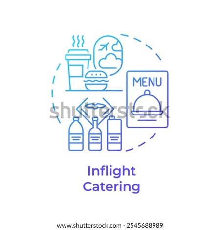 Inflight catering blue gradient concept icon. Customer service, travel food. Beverage, meal. Round shape line illustration. Abstract idea. Graphic design. Easy to use in infographic, presentation