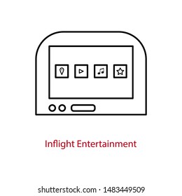 Inflight Entertainment Screen Icon On An Airplane Seatback.