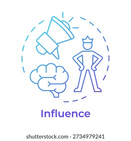 Influence blue gradient concept icon. Sales intelligence. Team leadership. Professional skills. Round shape line illustration. Abstract idea. Graphic design. Easy to use in booklet, article