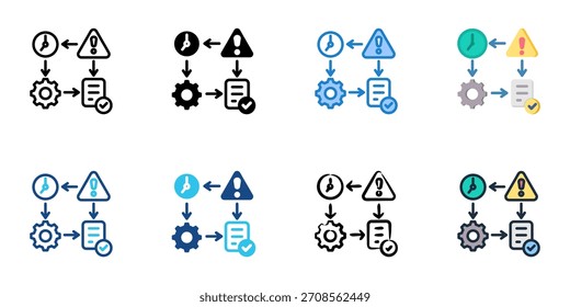 Conjunto de iconos de diagramas de influencia colección de Vector de estilo múltiple 

