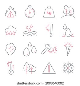 Beeinflussen Sie die Symbole. Vektorelemente von Einflusspackzetteln für Infografiken
