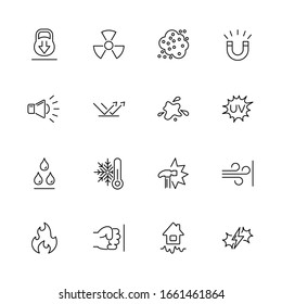 Influence, Impact, Effect outline icons set - Black symbol on white background. Influence, Impact, Effect Simple Illustration Symbol - lined simplicity Sign. Flat Vector thin line Icon editable stroke