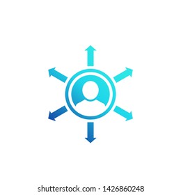 Influence vector icon on white