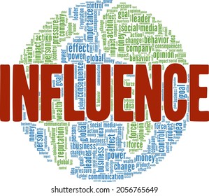 Influence vector illustration word cloud isolated on white background.