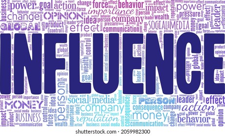 Influence vector illustration word cloud isolated on white background.