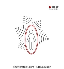 Influence - vector thin line icon on white background. Symbol for web, infographics, print design and mobile UX/UI kit. Vector illustration, EPS10.