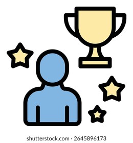 Ilustração em estilo de linha plana do ícone do prêmio Influencer representando o reconhecimento da influência e das conquistas on-line, adequado para projetos de mídia social, branding e marketing digital