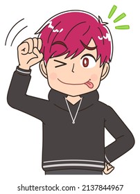 Influencer boy with loudly colored red hair.