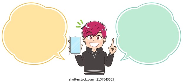Influencer boy with loudly colored red hair.