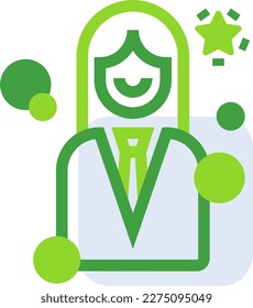 Influencer business people icon with green outline style. media, symbol, social, business, influencer, influence, marketing. Vector Illustration
