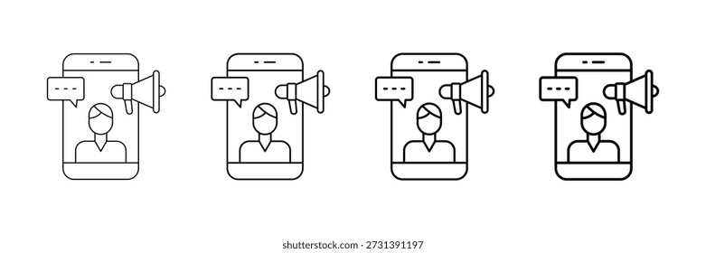 Vetor de ícones da campanha do influenciador definido em um estilo de linha de traçado diferente