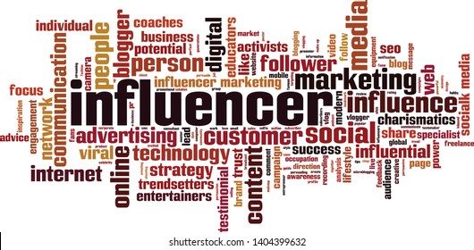 Influencer cloud concept. Collage made of words about influencer. Vector illustration