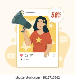 Influencer concept special offer illustration for banner, poster, website, etc.