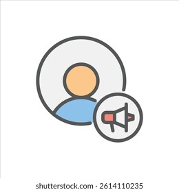influencer filled outline icon. buzzer color line illustration.