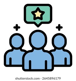 Ícone de seguidor influenciador ilustração de estilo de linha plana representando audiência de mídia social ou contagem de assinantes, adequado para marketing digital, análise de influenciadores e visuais de crescimento da comunidade online.