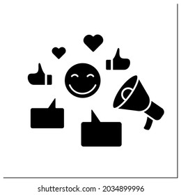 Influencer glyph icon.Writing posts on web sites.Communication with followers. Influence on audiences. Content for subscribers. Blogging.Filled flat sign. Isolated silhouette vector illustration