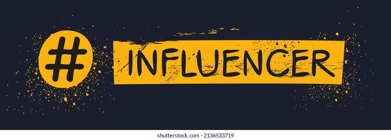 texto de etiqueta influencer, ilustración vectorial.