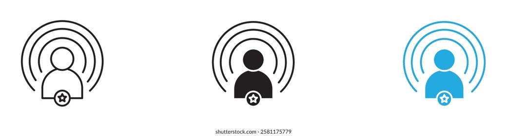 Influencer icon black white vector outline