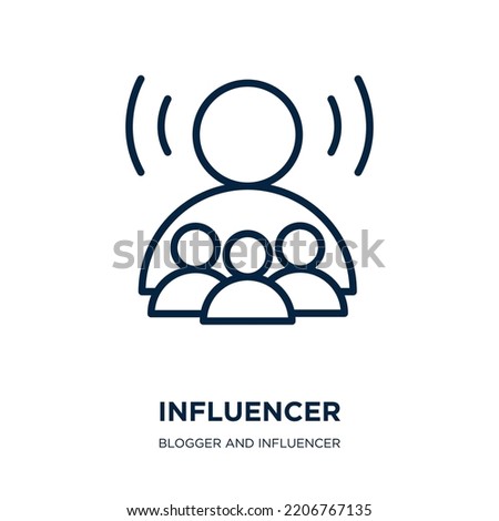 influencer icon from blogger and influencer collection. Thin linear influencer, influence, communication outline icon isolated on white background. Line vector influencer sign, symbol for web and 