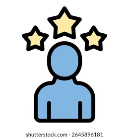 Ilustração de estilo de linha plana ícone influente representando a presença de mídias sociais e influência digital, adequado para projetos de marketing, branding e criação de conteúdo on-line