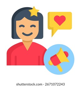 Ilustración vectorial de estilo plano de icono de influencer