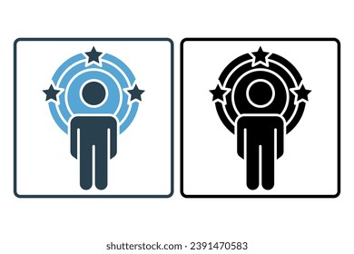 icono de influencer. humanos en círculo y estrella. estilo de icono sólido. diseño de vector simple editable