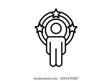 influencer icon. human in circle and star. line icon style. simple vector design editable
