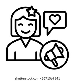 Ilustración vectorial de estilo de línea de icono de influencer