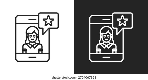 Influencer Icon In Line Version On Black And White Background