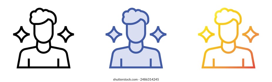 influencer icon. Linear, Blue Fill and Gradient Style Design Isolated On White Background