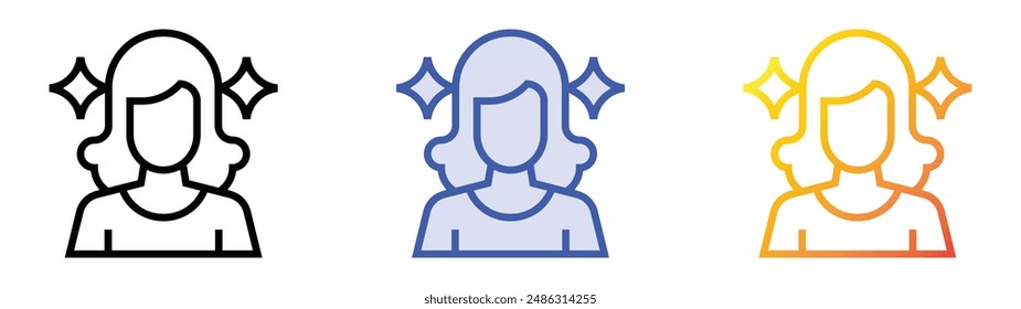 influencer icon. Linear, Blue Fill and Gradient Style Design Isolated On White Background