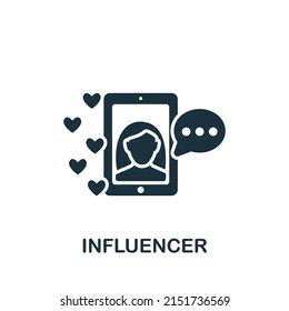 Icono de Influencer. Icono comunitario monocromo simple para plantillas, diseño web e infografías