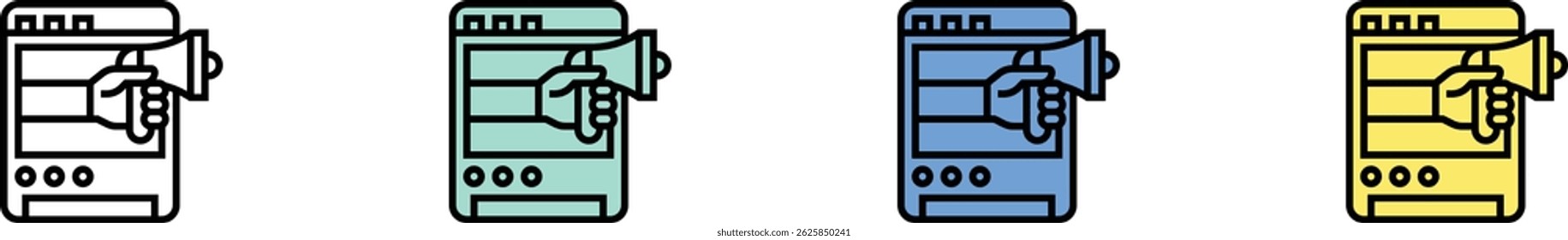 influencer icon. Outline, Green, Blue and Yellow Style Design Isolated On White Background