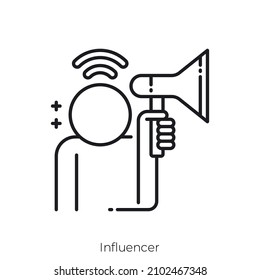 Icono de Influencer. Diseño de icono de estilo de esquema aislado en fondo blanco